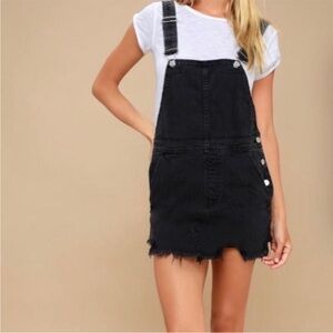 Free People Torn Up Washed Black Distressed Denim Jumper
